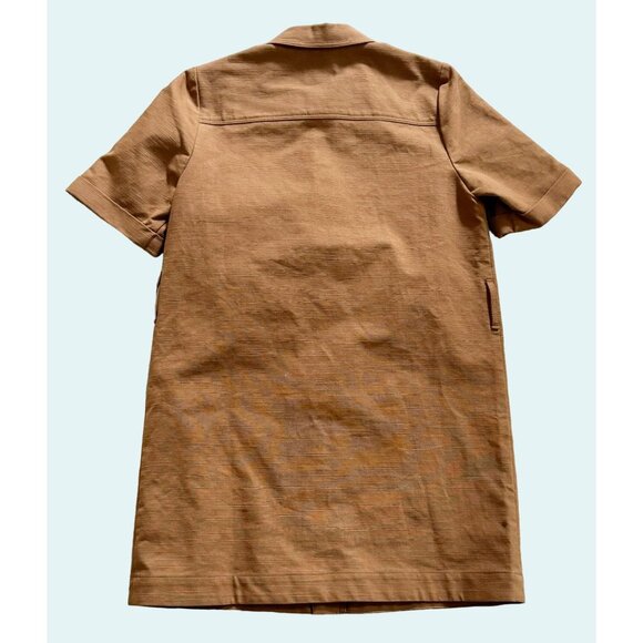 SEZANE Jackie Dress Shirtdress Tunic Camel Brown Tan Full Button Size 38 / 6 - Picture 7 of 8